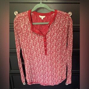 Medium lucky brand red & tan long sleeve top